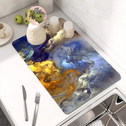 Kitchen Drain Pad Absorbent Dish Drying Mat Countertop Protector Mat Tableware Placemat Dinnerware Draining Mat Cup Bottle Rugs