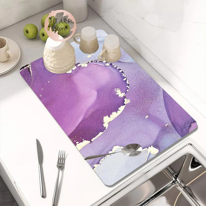 Kitchen Drain Pad Absorbent Dish Drying Mat Countertop Protector Mat Tableware Placemat Dinnerware Draining Mat Cup Bottle Rugs