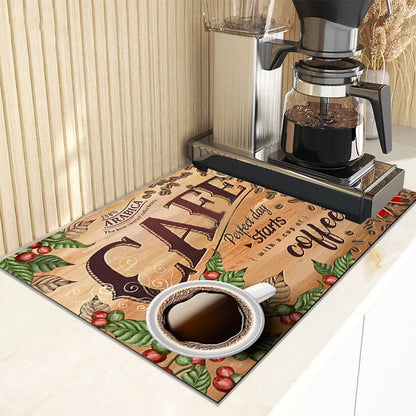 Kitchen Drain Pad Absorbent Dish Drying Mat Countertop Protector Placemat Tableware Dinnerware Mat Draining Cup Bottle Placemat
