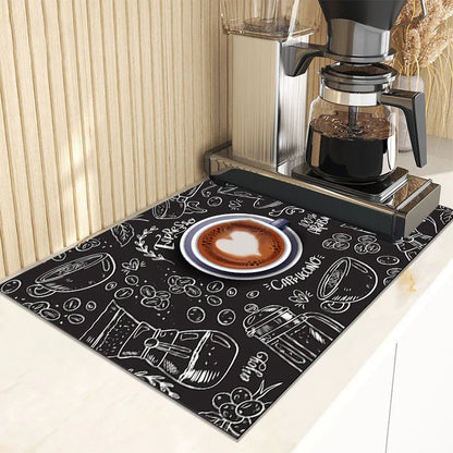Kitchen Drain Pad Absorbent Dish Drying Mat Countertop Protector Placemat Tableware Dinnerware Mat Draining Cup Bottle Placemat