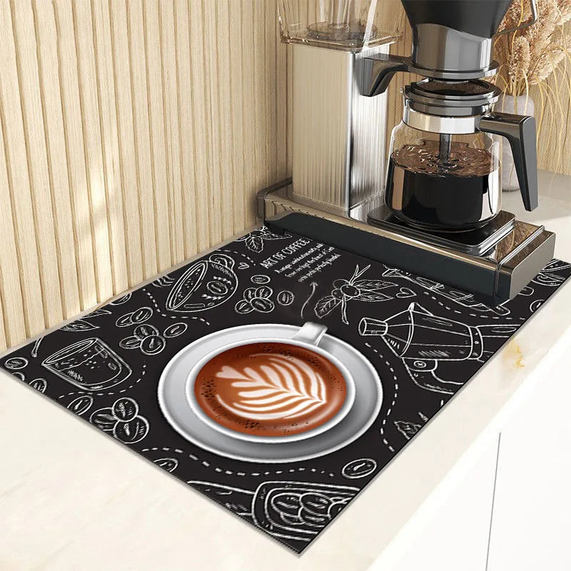 Kitchen Drain Pad Absorbent Dish Drying Mat Countertop Protector Placemat Tableware Dinnerware Mat Draining Cup Bottle Placemat