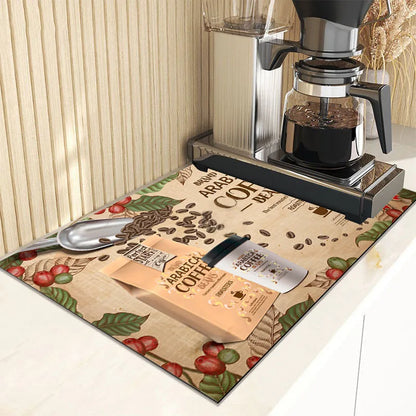 Kitchen Drain Pad Absorbent Dish Drying Mat Countertop Protector Placemat Tableware Dinnerware Mat Draining Cup Bottle Placemat