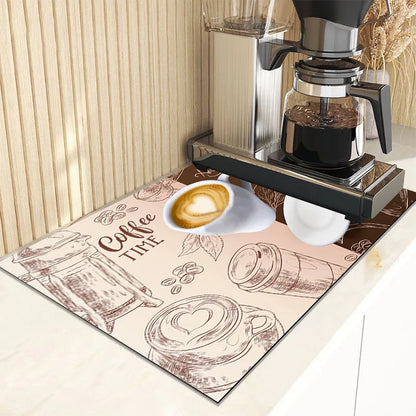 Kitchen Drain Pad Absorbent Dish Drying Mat Countertop Protector Placemat Tableware Dinnerware Mat Draining Cup Bottle Placemat