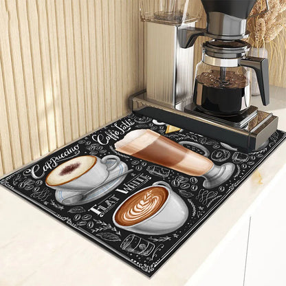 Kitchen Drain Pad Absorbent Dish Drying Mat Countertop Protector Placemat Tableware Dinnerware Mat Draining Cup Bottle Placemat