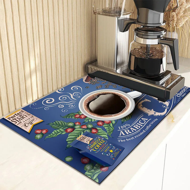 Kitchen Drain Pad Absorbent Dish Drying Mat Countertop Protector Placemat Tableware Dinnerware Mat Draining Cup Bottle Placemat