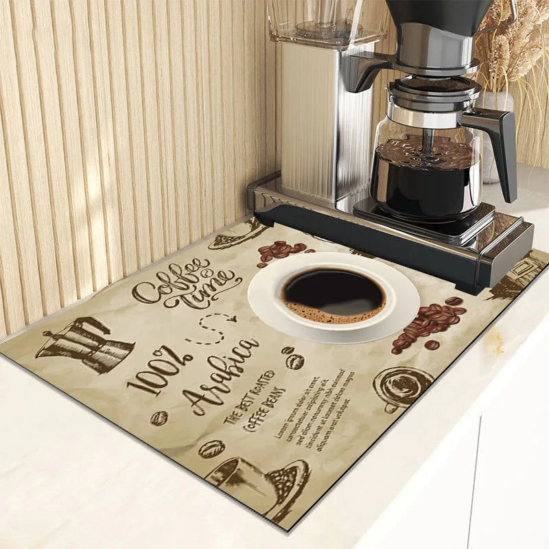 Kitchen Drain Pad Absorbent Dish Drying Mat Countertop Protector Placemat Tableware Dinnerware Mat Draining Cup Bottle Placemat