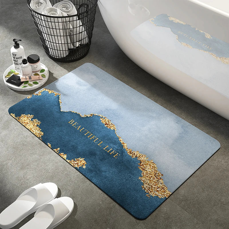 Luxury Diatom Mud Bath Mat Super Absorbent Bathroom Carpet Waterproof Toilet Foot Mats Non-slip Shower Rug Pad Entrance Doormat