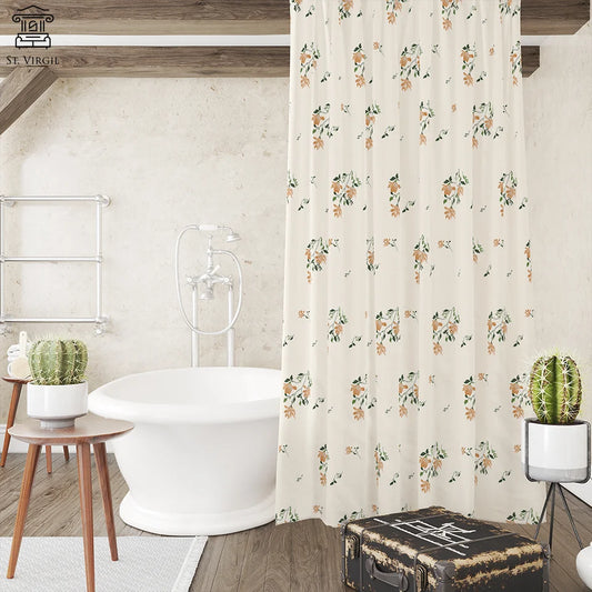 Luxury Flower Shower Curtain And Mat Set Aestheticism Garden Floral Shower Curtains For Bathroom Bath Rugs Waterproof Free Shipp