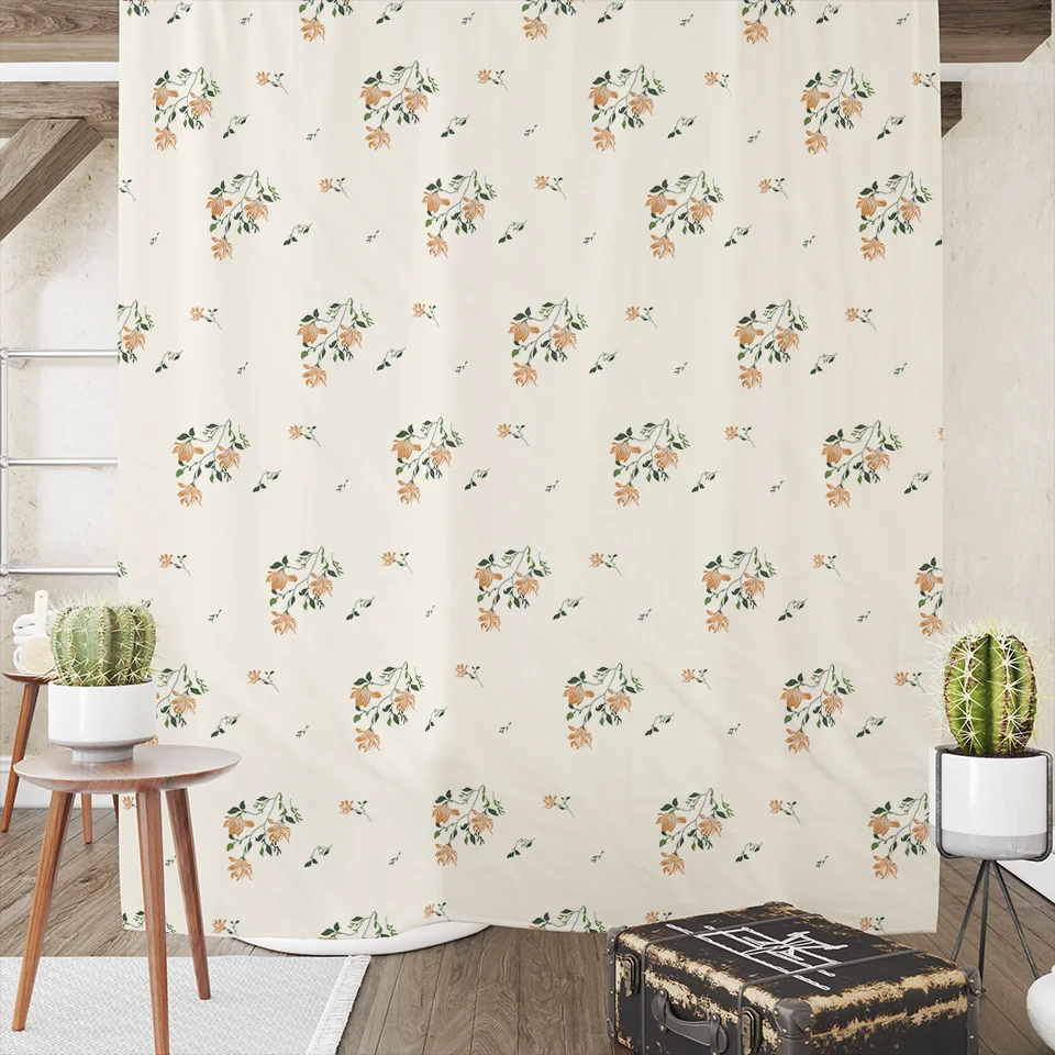 Luxury Flower Shower Curtain And Mat Set Aestheticism Garden Floral Shower Curtains For Bathroom Bath Rugs Waterproof Free Shipp