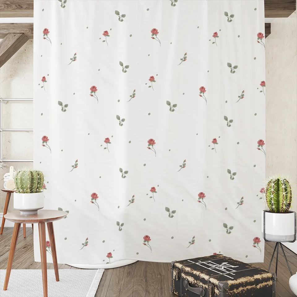 Luxury Flower Shower Curtain And Mat Set Aestheticism Garden Floral Shower Curtains For Bathroom Bath Rugs Waterproof Free Shipp