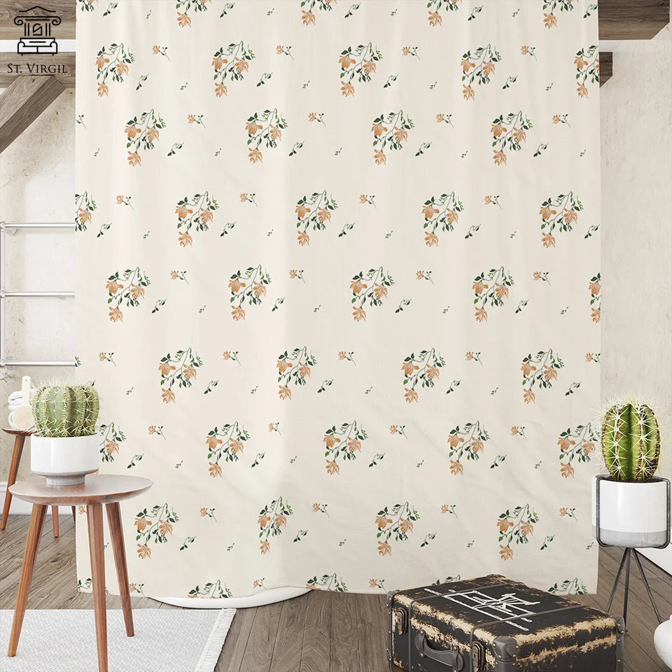Luxury Flower Shower Curtain And Mat Set Aestheticism Garden Floral Shower Curtains For Bathroom Bath Rugs Waterproof Free Shipp