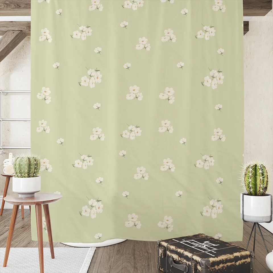 Luxury Flower Shower Curtain And Mat Set Aestheticism Garden Floral Shower Curtains For Bathroom Bath Rugs Waterproof Free Shipp