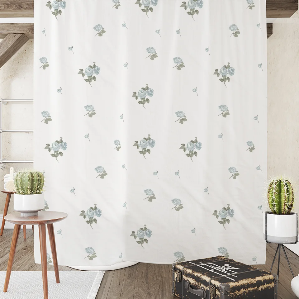 Luxury Flower Shower Curtain And Mat Set Aestheticism Garden Floral Shower Curtains For Bathroom Bath Rugs Waterproof Free Shipp
