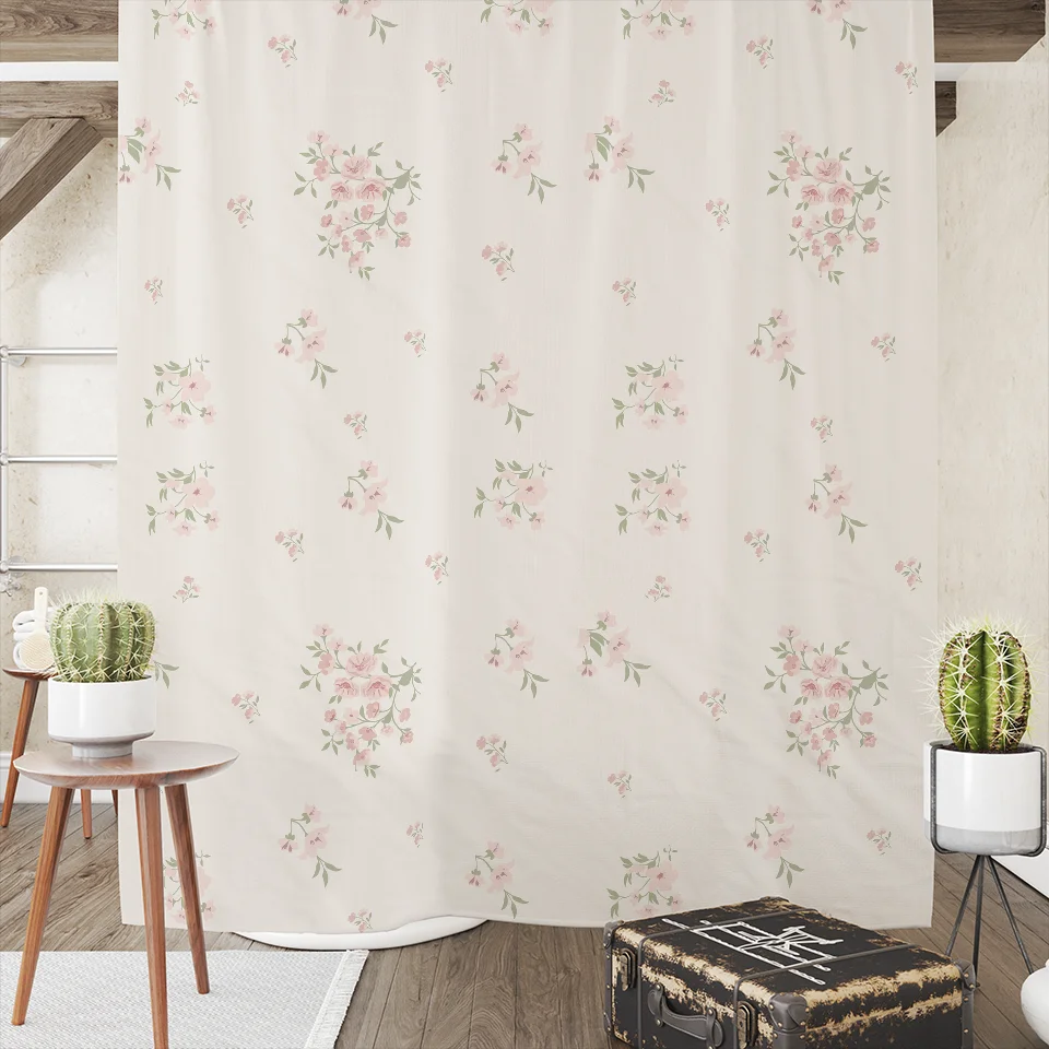 Luxury Flower Shower Curtain And Mat Set Aestheticism Garden Floral Shower Curtains For Bathroom Bath Rugs Waterproof Free Shipp