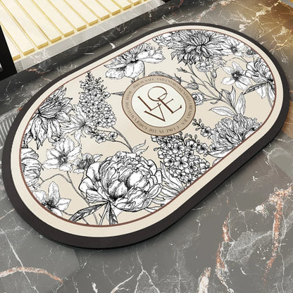 Luxury Retro Diatomaceous Earth Bath Mat Foot Mats Absorbent Bathroom Floor Mat Anti-slip Quick Dry Toilet Carpet Porch Area Rug