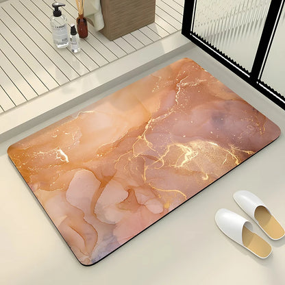 Luxury Stone Marble Bath Mat Anti Slip Shower Bathroom Carpet Absorbent Floor Foot Mat Quick Dry Toilet Rug Doormat Washable