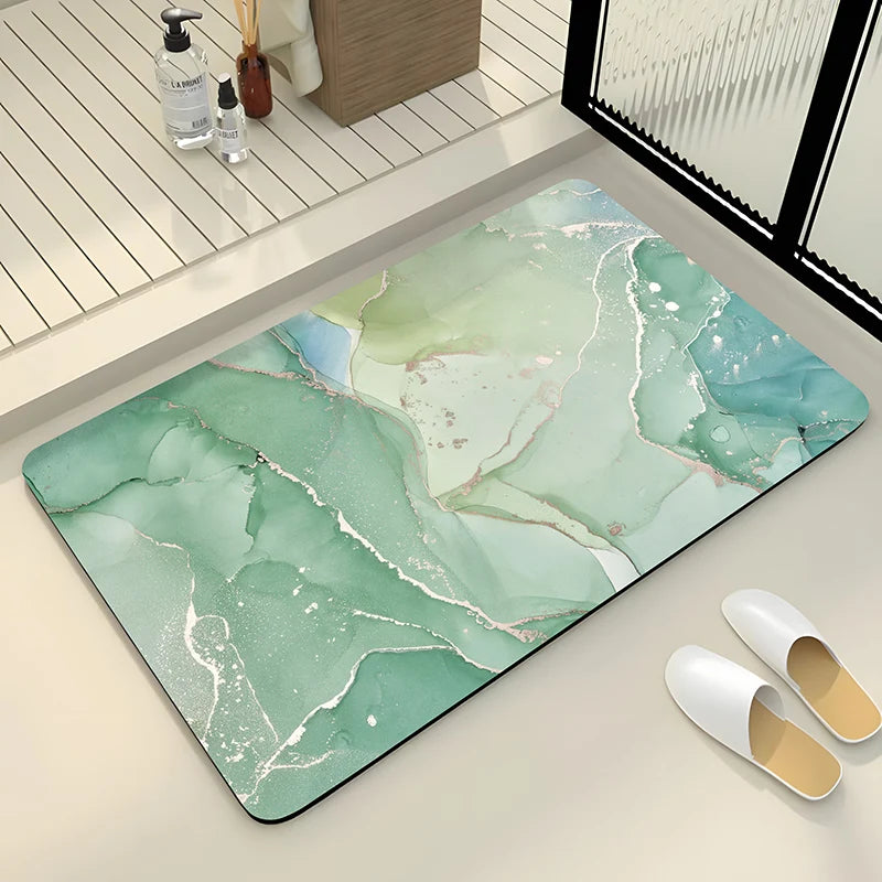 Luxury Stone Marble Bath Mat Anti Slip Shower Bathroom Carpet Absorbent Floor Foot Mat Quick Dry Toilet Rug Doormat Washable
