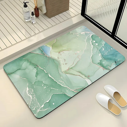 Luxury Stone Marble Bath Mat Anti Slip Shower Bathroom Carpet Absorbent Floor Foot Mat Quick Dry Toilet Rug Doormat Washable