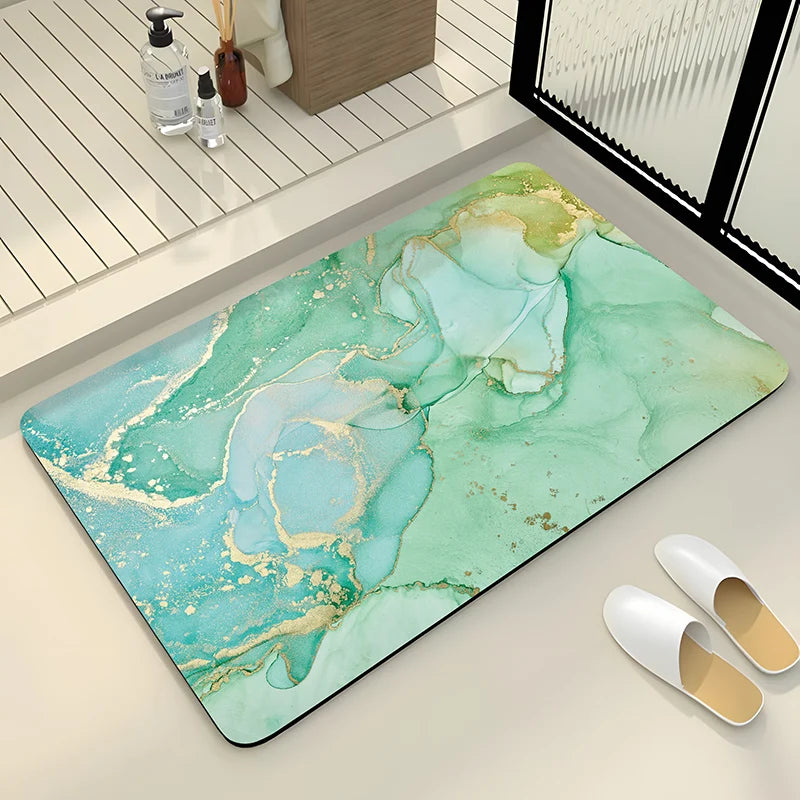 Luxury Stone Marble Bath Mat Anti Slip Shower Bathroom Carpet Absorbent Floor Foot Mat Quick Dry Toilet Rug Doormat Washable