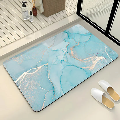 Luxury Stone Marble Bath Mat Anti Slip Shower Bathroom Carpet Absorbent Floor Foot Mat Quick Dry Toilet Rug Doormat Washable