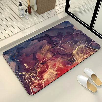 Luxury Stone Marble Bath Mat Anti Slip Shower Bathroom Carpet Absorbent Floor Foot Mat Quick Dry Toilet Rug Doormat Washable