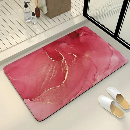 Luxury Stone Marble Bath Mat Anti Slip Shower Bathroom Carpet Absorbent Floor Foot Mat Quick Dry Toilet Rug Doormat Washable