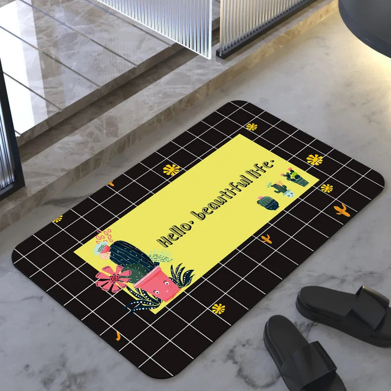 Lvran Diatomite Soft Floor Mats Super Absorbent Quick-drying Bathroom Doorway Carpet Bathroom Diatomite Foot Mats Non-slip Mats