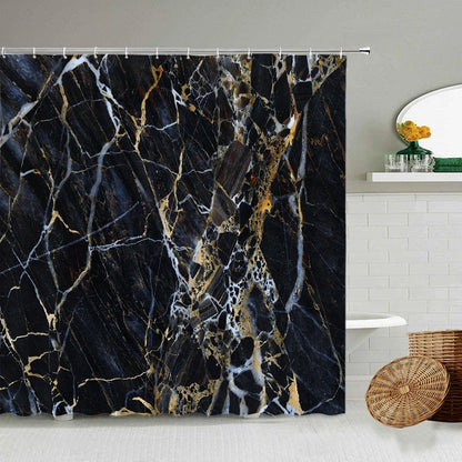 Marble Striped Shower Curtain White Gray Gold Black Simple Design Bathroom Accessories Decorative Waterproof Screen with Hooks