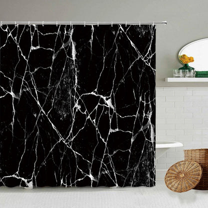 Marble Striped Shower Curtain White Gray Gold Black Simple Design Bathroom Accessories Decorative Waterproof Screen with Hooks