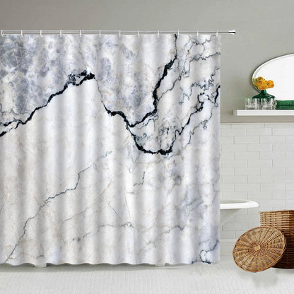 Marble Striped Shower Curtain White Gray Gold Black Simple Design Bathroom Accessories Decorative Waterproof Screen with Hooks