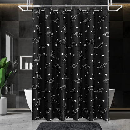 Modern Simple Navy Blue Geometric Shower Curtain Bathroom Accessories Decor Black and Gray Shower Curtain Set with Hooks