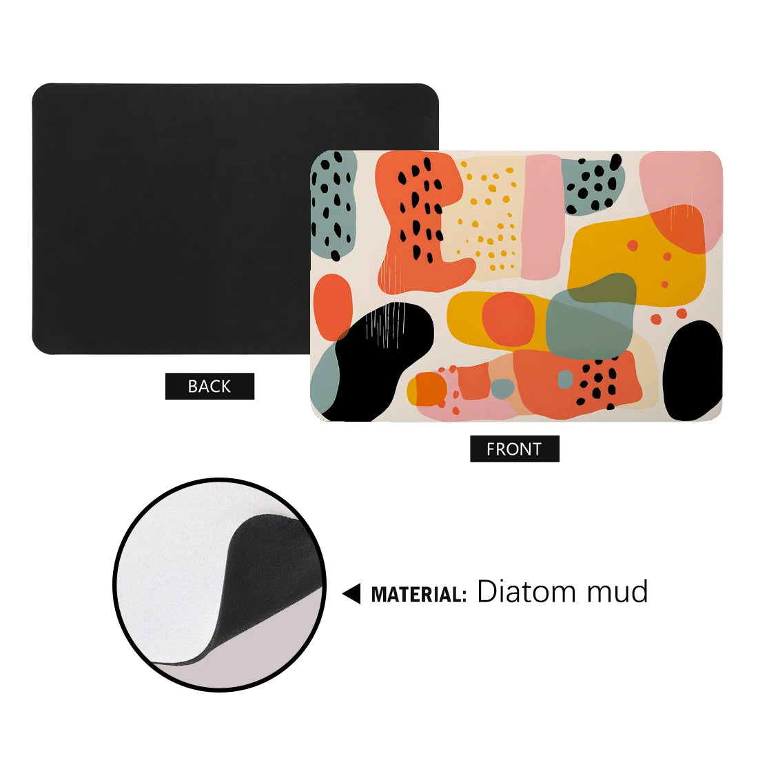 Morandi Patterned Diatomaceous Mud Floor Mat Anti Slip High Water Absorption Bath Mat Entrance Kitchen Decorative Floor Mat