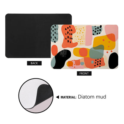 Morandi Patterned Diatomaceous Mud Floor Mat Anti Slip High Water Absorption Bath Mat Entrance Kitchen Decorative Floor Mat