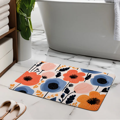 Morandi Patterned Diatomaceous Mud Floor Mat Anti Slip High Water Absorption Bath Mat Entrance Kitchen Decorative Floor Mat