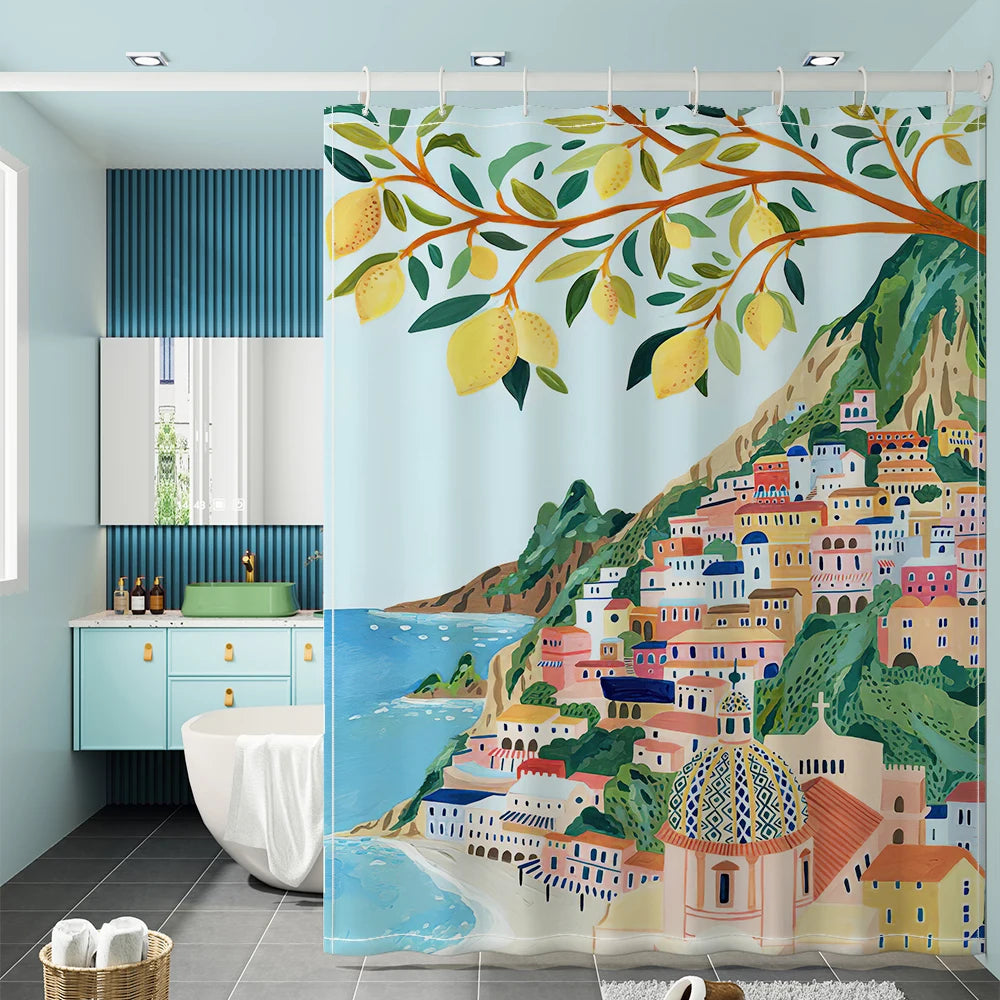 Morandi Shower Curtain With Hooks Nordic Style Moldproof Bathroom Curtains Waterproof Fabric Curtains For Bath Home Decor