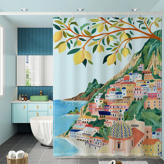 Morandi Shower Curtain With Hooks Nordic Style Moldproof Bathroom Curtains Waterproof Fabric Curtains For Bath Home Decor