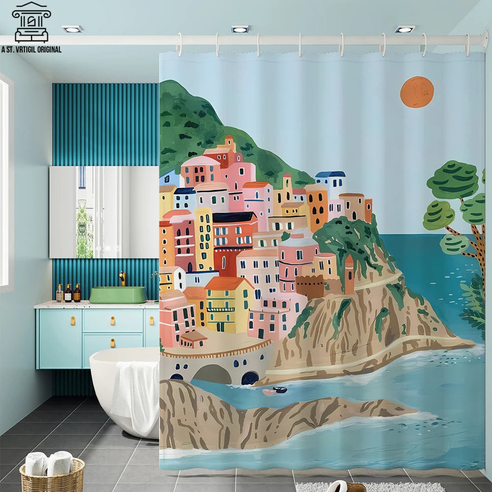 Morandi Shower Curtain With Hooks Nordic Style Moldproof Bathroom Curtains Waterproof Fabric Curtains For Bath Home Decor