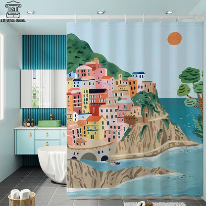 Morandi Shower Curtain With Hooks Nordic Style Moldproof Bathroom Curtains Waterproof Fabric Curtains For Bath Home Decor