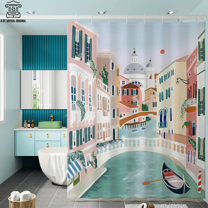 Morandi Shower Curtain With Hooks Nordic Style Moldproof Bathroom Curtains Waterproof Fabric Curtains For Bath Home Decor
