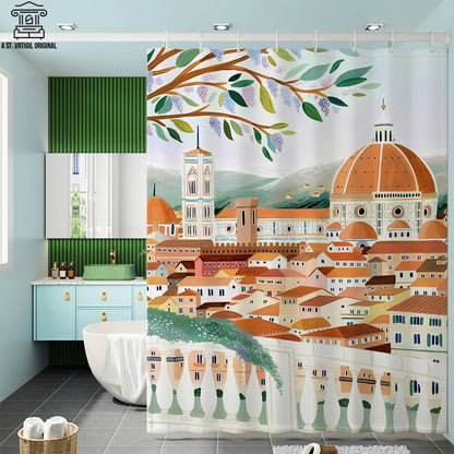 Morandi Shower Curtain With Hooks Nordic Style Moldproof Bathroom Curtains Waterproof Fabric Curtains For Bath Home Decor
