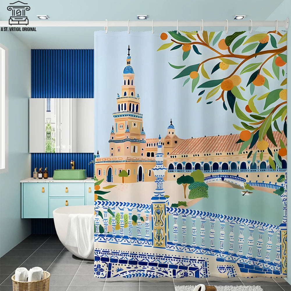 Morandi Shower Curtain With Hooks Nordic Style Moldproof Bathroom Curtains Waterproof Fabric Curtains For Bath Home Decor