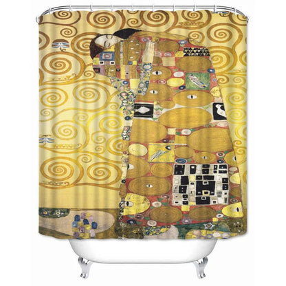 Musife Custom High Quality The Kiss by Gustav Klimt Shower Curtain Waterproof Bathroom Polyester Fabric Bathroom Curtain