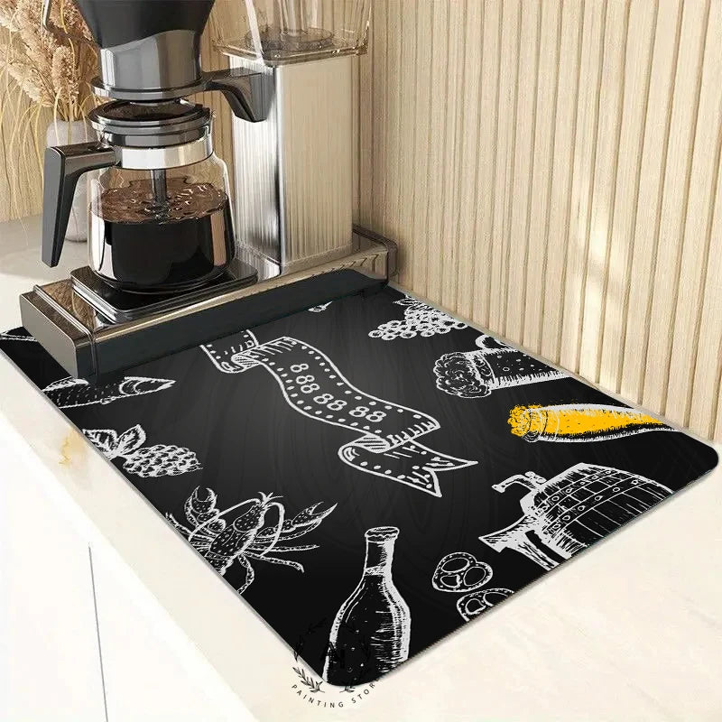 New Super Absorbent Coffee Dish Large Kitchen Absorbent Draining Mat Drying Mat Quick Dry Bathroom Drain Pad Dinnerware Placemat