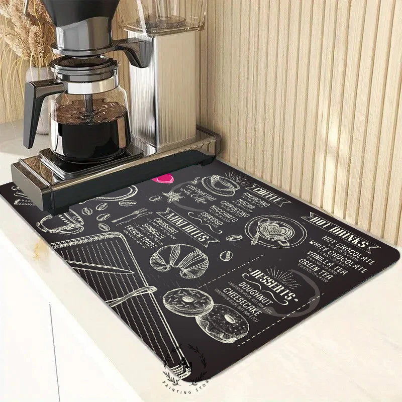 New Super Absorbent Coffee Dish Large Kitchen Absorbent Draining Mat Drying Mat Quick Dry Bathroom Drain Pad Dinnerware Placemat