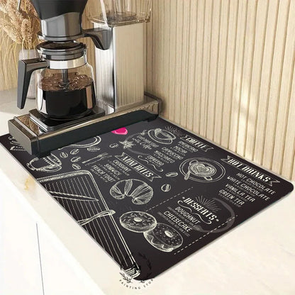 New Super Absorbent Coffee Dish Large Kitchen Absorbent Draining Mat Drying Mat Quick Dry Bathroom Drain Pad Dinnerware Placemat