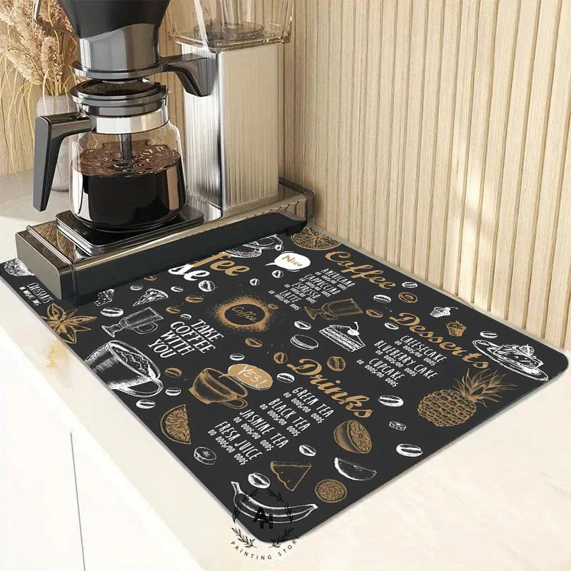 New Super Absorbent Coffee Dish Large Kitchen Absorbent Draining Mat Drying Mat Quick Dry Bathroom Drain Pad Dinnerware Placemat