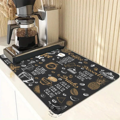 New Super Absorbent Coffee Dish Large Kitchen Absorbent Draining Mat Drying Mat Quick Dry Bathroom Drain Pad Dinnerware Placemat