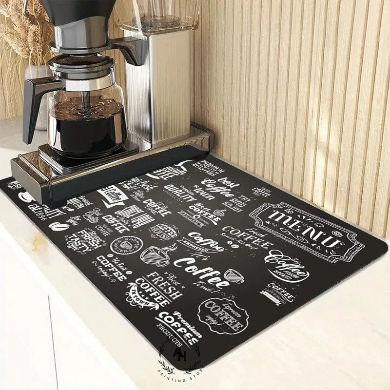 New Super Absorbent Coffee Dish Large Kitchen Absorbent Draining Mat Drying Mat Quick Dry Bathroom Drain Pad Dinnerware Placemat