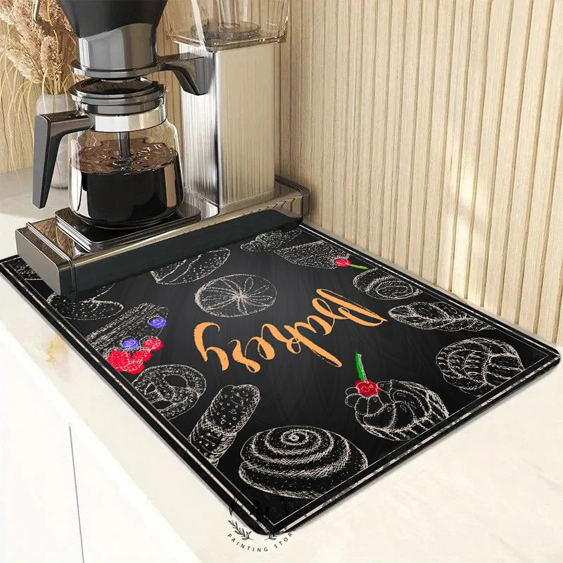 New Super Absorbent Coffee Dish Large Kitchen Absorbent Draining Mat Drying Mat Quick Dry Bathroom Drain Pad Dinnerware Placemat