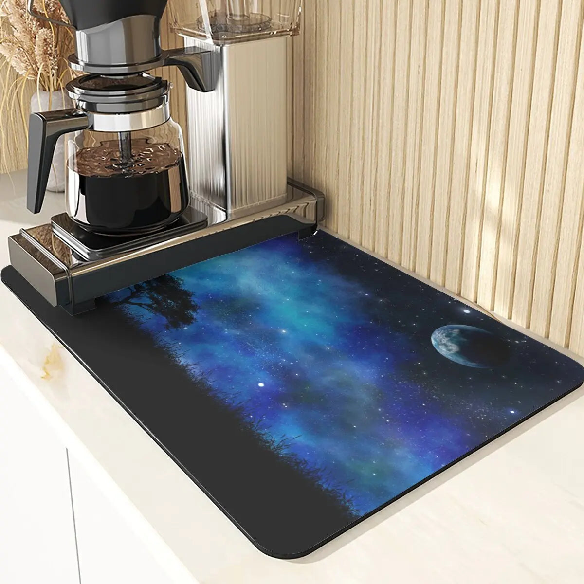Night Sky Style Coffee Cup Mat Non-Slip Mat Coaster Tiny Spot Pattern Placemats For Table Mat Absorbent Drying Mat For Kitchen